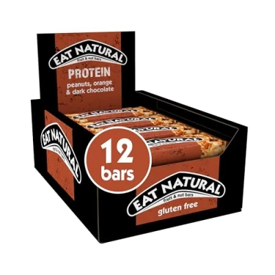 Image of Eat Natural Protein Peanuts, Orange &amp; Dark Chocolate Fruit Nut Bars 12 x 40g