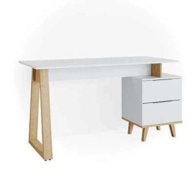 Image of Vicco Desk Nautica, White/Oak, 138 x 60 cm with drawers L