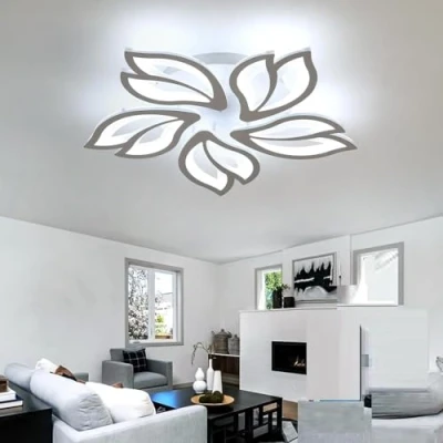 Image of Comely LED Ceiling Light, Elegant Flower Design Chandelier 65W 7200LM, Lighting Fixture for Living Room, Bedroom, Kitchen, Dining Cool White 6500K