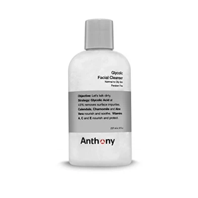 Image of Anthony Glycolic Facial Cleanser for Men Daily Cleansing Face Wash and Shave Prep Hydrating, Exfoliating, Gentle on Sensitive Skin Non foaming, 237 ml