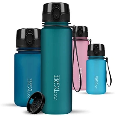 Image of 720DGREE Water Bottle Kids 500ml “uberBottle“ softTouch +Sieve BPA Free Tritan, Leakproof, Reusable Drinking Waterbottle for Children, School, Playground, Boys, Girls, Handbag, Sport, Bike