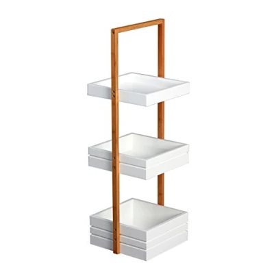Image of BeNeLux Bambus 3 Tier Bathroom Free Standing Shower Caddy Tidy Organiser Shelves