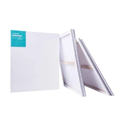 Image of EXERZ 50x60cm Pre Stretched Canvas 4pk 1.7cm Artist Framed Blank/ 280GSM 100% Cotton/Triple Primed/Acid Free/Medium Grain/Professional Acrylic Paint, Oil Paint