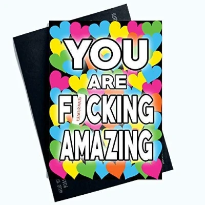 Image of Funny Valentines Day Cards Birthday Greeting for Her Profanity Him You are Amazing Card Boyfriend Girlfriend Husband Fiancé Fiancée LGBTQ LGBT Gifts Comedy PC735