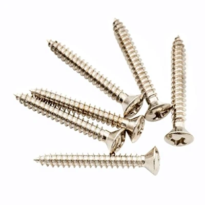 Image of Musiclily Ultra 3x25mm Stainless Steel Countersunk Mounting Screws for Guitar or Ukelele Strap Button, Nickel (Set of 6)