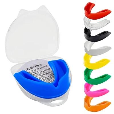 Image of Mouth Guard Gum Shield Professional for Contact Sports, Rugby, Martial Arts, Karate, MMA, Boxing, Hockey, Football Flexible Youth &amp; Adult (Blue)