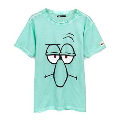 Image of Spongebob SQUAREPANTS T Shirt Unisex Adults Mens Womens Yellow Pink Patrick OR Green Squidward Characters Short Sleeve Cotton L