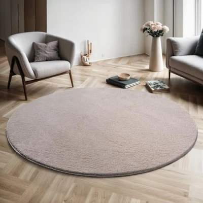 Image of the carpet RELAX Area rug for living room or bedroom in Sand 200 x cm washable up to 30 degrees non slip underside modern and soft short pile round