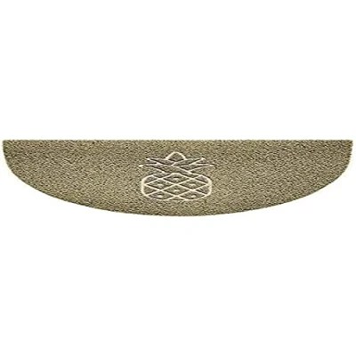 Image of Nicoman Embossed Halfmoon Half Circle Door Mat Dirt Trapper Jet Washable Doormat 70x44cm (Beige, PINEAPPLE Shape) Use on Carpet ONLY