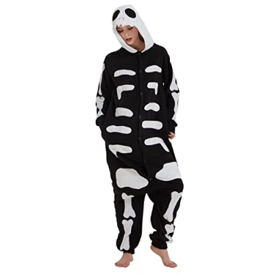 Image of Gbrand Adult Pajamas Onesie Animal Costume Unisex Halloween Christmas Cosplay Women Jack Skellington S