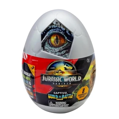 Image of Jurassic World REBIRTH CAPTIVZ SURPRISE EGG. EXCLUSIVE SUPER SIZED POP N LOCK DINOS. IDEAL PRESENT FOR BOYS AND GIRLS.