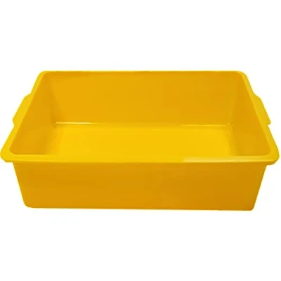 Image of Yellow Kitten Litter Tray Plastic Pencil Hamster Bird Cage Base Bottom School Draw Small Cat Seed Pet Loo Storage Box 36cm