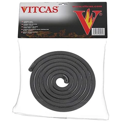 Image of VITCAS 8mm Black Stove Fire Rope Thermal Seal Promotes Efficiency Easy to Use Premium Quality Material Durable Flexible Air Tight Heat Resistant Up 550 Degree Celsius