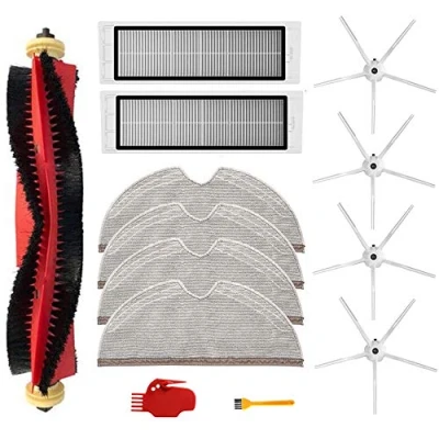 Image of 13Pcs Kit for Xiaomi Roborock S6 S60 S65 S5 MAX MAXV Pure Vacuum Cleaner Accessories, 1 Roller Brushes, 2 Filters, 4 Mop Cloths, Side Cleaning Tool (White)