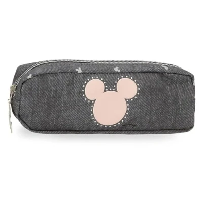 Image of Disney Joumma Mickey Studs Pencil Case Black 22x7x3cm Polyester, Black/White,