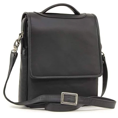 Image of VISCONTI Women&#039;s Leather Crossbody Bag Medium Briefcase/Work Detachable Adjustable Shoulder Strap 1603 GRACE Black