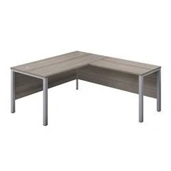 Image of 1800X800 Goal Post Right Hand Return Desk Grey Oak Silver