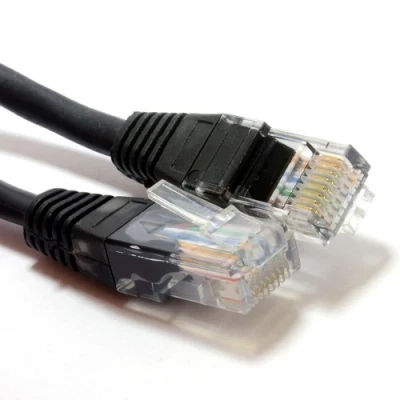 Image of kenable Black Network Ethernet RJ45 Cat 5E UTP PATCH LAN COPPER Cable Lead 0.25m [0.25 metres]