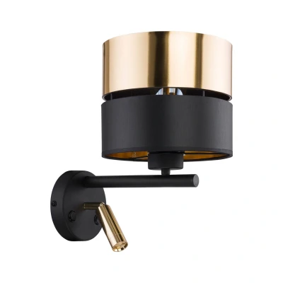 Image of TK Lighting Hilton wall light black/gold with LED reading