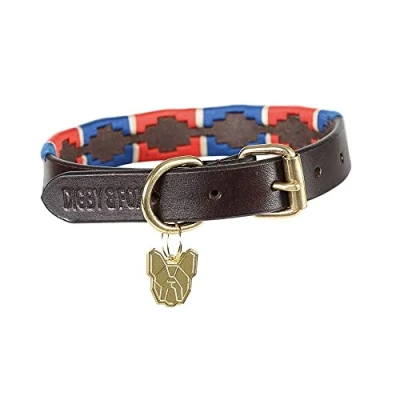 Image of Shires Digby &amp; Fox Drover Polo Dog Collar Navy/Red Medium