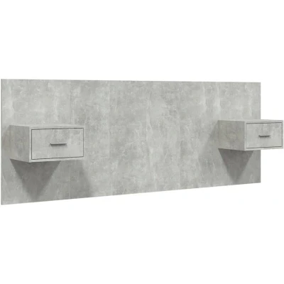 Image of Bed Headboard with Cabinets Concrete Grey Engineered Wood Vidaxl
