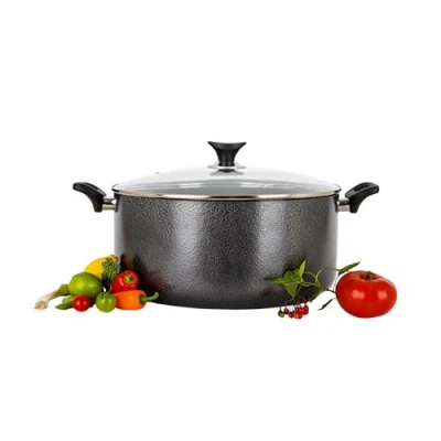 Image of Aluminum Casserole Dish with Tempered Glass Lid Induction Compatible, Non Stick, Easy Clean, Cooking Pots in 24cm Perfect Stock Pot, Dutch Oven, Stew Oven Dishes and Pasta Pot