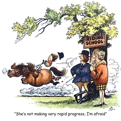 Image of Horse Riding Greeting Card. She&#039;s not Making Very Rapid Progress. Fun Cartoon by Thelwell