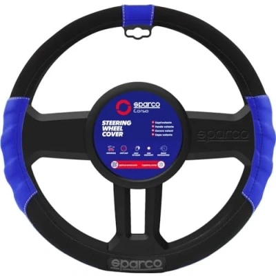 Image of SPARCO SPC1108AZ Universal Steering Wheel Cover L Sport Color Blue for car, Set of 4
