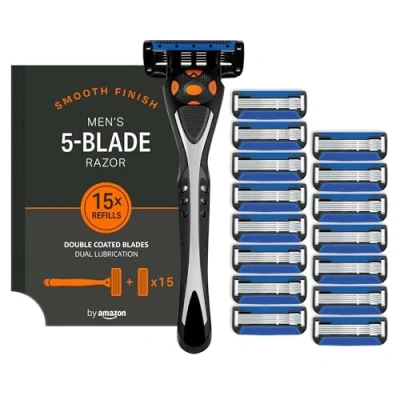 Image of by Amazon 5 Blade Men&#039;s Razor With 15 Refills