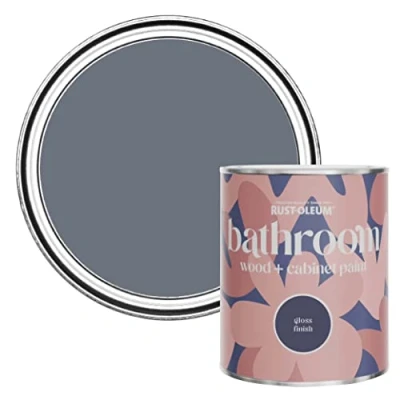 Image of Rust Oleum Grey Moisture Resistant Bathroom Wood and Cabinet Paint in Gloss Finish Marine 750ml
