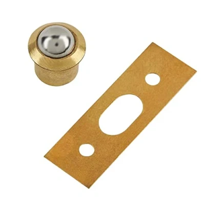 Image of Merriway BH03476 (2 Pcs) 10mm (3/8 inch) Single Solid Brass Ball Cupboard Cabinet Door Bullet Catch Pack of 2 Pieces