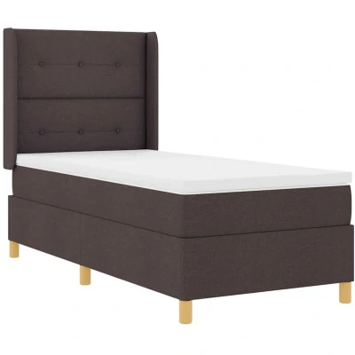 Image of Box Spring Bed with Mattress Dark Brown 100x200 cm Fabric vidaXL