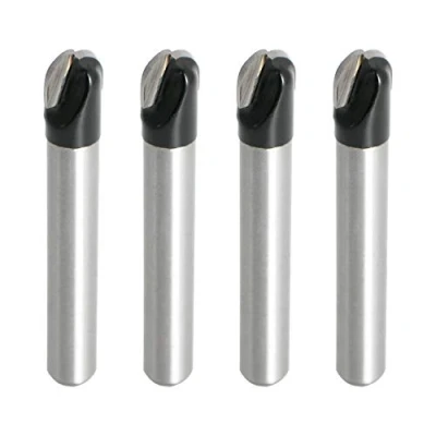 Image of Aopin Core Box Router Bit 5/16&quot; Cutting Dia 1/4&quot; Shank Double Flute Round Nose Tipped Groove Bit, Carbide, Black, Silver, 4Pcs