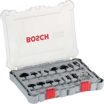 Image of Bosch Professional 15 pcs. Mixed Router Bit Set (for Wood, Ø 6 mm Shank, Accessory Router)