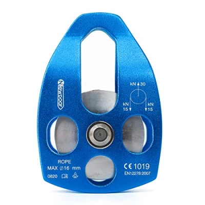 Image of NewDoar 30 KN CE Certified Large Rescue Pulley Single/Double Sheave with Swing Plate