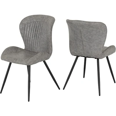 Image of Seconique Quebec Dining Chair Set of 4 in Grey Pu