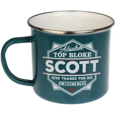 Image of FabFinds Coffee Mug Personalised Enamel Tea Cup (Scott)