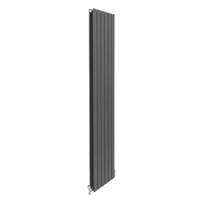Image of Designer Radiators 180 x 42cm Flat Panel Modern Central Heating Anthracite Grey Vertical Column Double Wall Mounted Slimline Kitchen Living Room Bathroom Commercial Cleaning Brush &amp; Fixing Kit