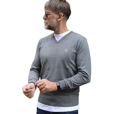 Image of Gabicci Mens v Neck Knit Sweater Jumper Long Sleeve Pullover Sweatshirt GABICCI_MT2F Grey M