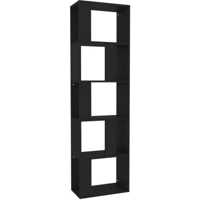 Image of vidaXL Book Cabinet/Room Divider Engineered Wood, Modern Freestanding Design, 5 Compartments, Black, Suitable for Living Room/Bedroom/Office