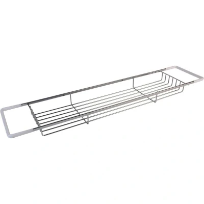 Image of Croydex QM280541 Chrome Plated Mild Steel Rust Free Stick &#039;N&#039; Lock Plus Adhesive or Screw Fix Compact Two Tier Storage Basket, Silver