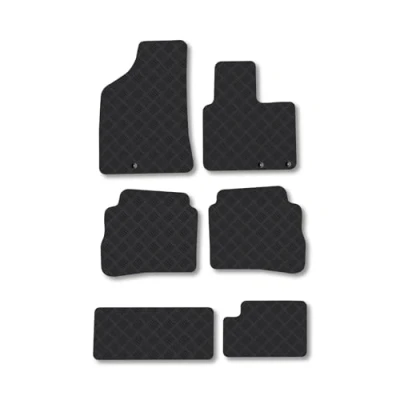 Image of Rubber Car Mats Compatible with Hyundai Santa Fe (2009 2012) [7 Seat] Tailored Fit Floor Set Accessory Black Custom 4 Pieces Clips Anti Slip Backing, Heavy Duty &amp; Waterproof
