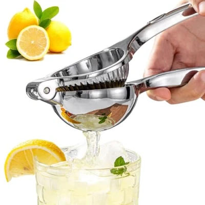 Image of MINGZE Healthy Eating Handheld Lemon Squeezer Citrus Juicer, Stainless Steel Hotel Restaurant Home Kitchen Bar Fruit Lemons Orange Lime Press