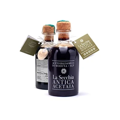 Image of La Secchia Balsamic Vinegar of Modena IGP &quot;Five Stars&quot;, Aged in Small Barrels Twenty Different Types Wood, High Density, 250 ml Bottle with Cork Dosing Cap, Italian Balsamico
