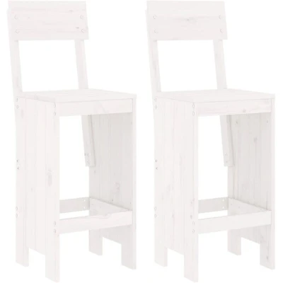 Image of vidaXL Bar Stools 2 pcs White 40x48.5x115.5 cm Solid Wood Pine