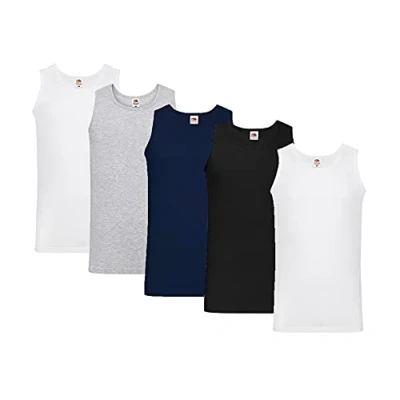 Image of Fruit of the Loom Valueweight 61 098 0 Men&#039;s T Shirt, 2 x white, 1 black, grey, deep navy, notepad, XL