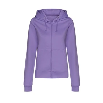 Image of Aremie Ladies Plain Zip Up Hoodie, Womens Zipped Sweatshirt Jacket, Hooded Jumper, Fleece Lined Hoody Digital Lavender Lilac Purple (L)