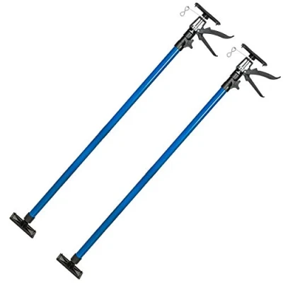 Image of tectake® Plasterboard Prop Set, Telescopic Pole Adjustable 115 290 cm, 30 kg Capacity Ceiling Support, Quick Tension Mechanism, Slip Resistant, Ball Joints, Hand Lifting Jack Extension 2X Blue
