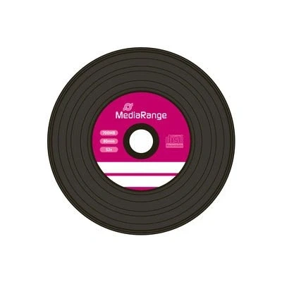 Image of 10 pieces Mediarange Vinyl Branded CD R 52x 700MB 80 minutes in Sleeves, Diamond Black Surface, Retro look MR225