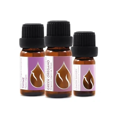 Image of Set Vitality Essences Bulgaria Organic Essential Oils Thyme (10ml) + Greek Oregano Lemon Savory (5ml) 100% Pure and Natural Undiluted Therapeutic Grade Non GMO